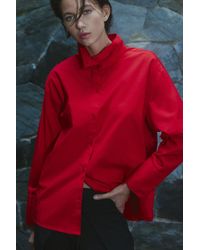 Pull&Bear - Rote Bluse Mit Stehkragen - Lyst