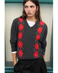 Pull&Bear - Diamond-Pattern Jumper With V-Neck - Lyst