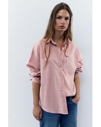 Pull&Bear - Overhemd Met Ruiten En Zak - Lyst