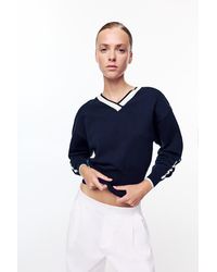Pull&Bear - Pullover Mit V-Ausschnitt Und Rippenbündchen - Lyst
