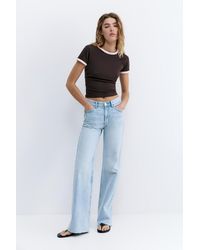 Pull&Bear - Jeans Met Hoge Taille En Wijde Pijpen - Lyst