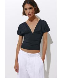 Pull&Bear - Gathered V-Neck Top - Lyst