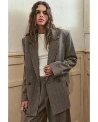 Pull&Bear - Striped Double-Breasted Blazer - Lyst