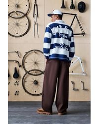 Pull&Bear - Striped Polo Shirt With Cyclist Embroidery - Lyst