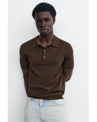 Pull&Bear - Short Sleeve Knit Polo Shirt - Lyst