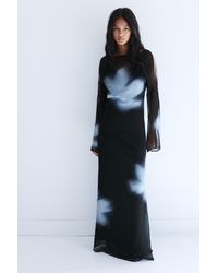 Pull&Bear - Long Printed Open-Back Dress - Lyst