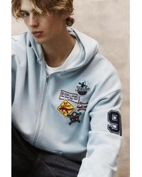 Pull&Bear - Hoodie With Zip And Patches - Lyst