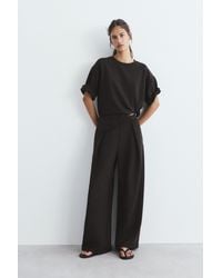 Pull&Bear - Wide Leg Broek Met Plooien En Zachte Touch - Lyst