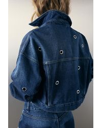 Pull&Bear - Denim Jack Met Eyelets - Lyst