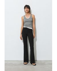 Pull&Bear - Mid-Rise Bootcut Trousers - Lyst
