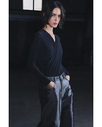 Pull&Bear - Long Sleeve Surplice Neckline Bodysuit - Lyst