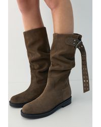 Pull&Bear - Hohe Stiefel Mit Leder-Schnalle - Lyst