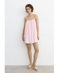 Pull&Bear - Korte Jurk Van Popeline Met Bandjes - Lyst