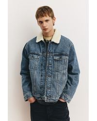 Pull&Bear - Denim Jacket With Faux Shearling Collar - Lyst