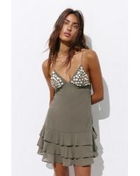 Pull&Bear - Short Strappy Button Dress - Lyst