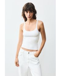 Pull&Bear - Lace-Trim Tank Top - Lyst