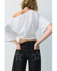 Pull&Bear - Straight-Leg Jeans With Star Studs - Lyst
