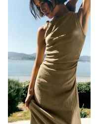 Pull&Bear - Gathered Knot Midi Dress - Lyst