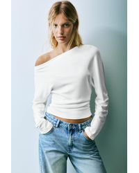 Pull&Bear - Asymmetric Long Sleeve Top - Lyst