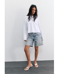 Pull&Bear - Low-Rise Denim Bermuda Shorts - Lyst