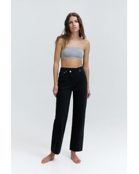 Pull&Bear - Straight-Leg Jeans With Crossover Waistband - Lyst
