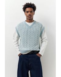Pull&Bear - Acid Wash Cable-Knit Vest - Lyst
