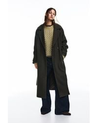Pull&Bear - Manteau Long En Drap De Laine Avec Ceinture - Lyst