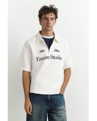 Pull&Bear - Graphic Zip Interlock Polo Shirt - Lyst