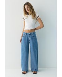 Pull&Bear - Balloon Fit Jeans Met Geborduurd Opschrift - Lyst