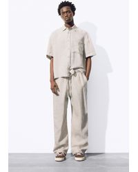 Pull&Bear - 100% Linen Jogger Trousers - Lyst