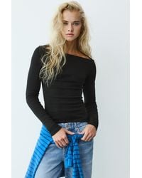 Pull&Bear - Fitted T-Shirt With Straight Neckline - Lyst