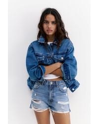 Pull&Bear - Denim Shorts With Frayed Hems - Lyst