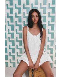 Pull&Bear - Witte Korte Balloon Jurk - Lyst