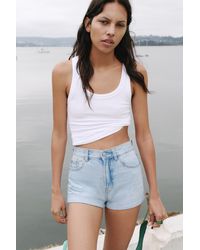 Pull&Bear - Short Jeans Mom Risvoltato - Lyst