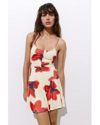 Pull&Bear - Robe Courte Froncée À Bretelles - Lyst