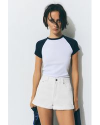 Pull&Bear - Short Jeans Mom Risvoltato - Lyst