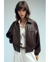 Pull&Bear - Leather Effect Dad Jacket - Lyst