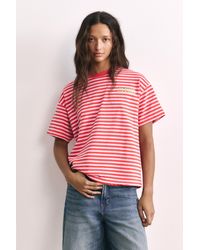 Pull&Bear - Striped Text T-Shirt - Lyst