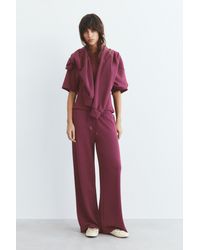 Pull&Bear - Soft-Touch Wide-Leg Trousers - Lyst