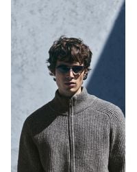 Pull&Bear - Ribbed Zip-Up Cardigan - Lyst