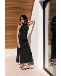 Pull&Bear - Gathered Knot Midi Dress - Lyst