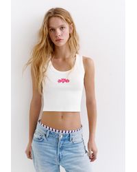 Pull&Bear - Embroidered Floral Tank Top - Lyst