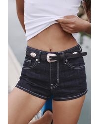 Pull&Bear - Low-Rise Denim Mini Shorts - Lyst