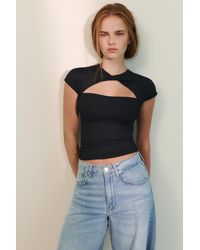 Pull&Bear - Cut-Out T-Shirt - Lyst
