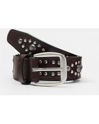 Pull&Bear - Leather Effect Studded Belt - Lyst