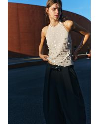 Pull&Bear - Top Halter Con Paillette - Lyst
