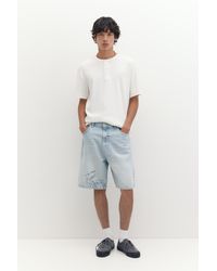 Pull&Bear - Baggy-Jeans-Bermudashorts Mit Stickerei - Lyst