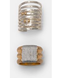 Pull&Bear - Pack Of 2 Textured Rings - Lyst