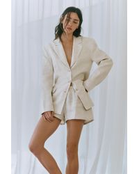 Pull&Bear - Getailleerde 100% Linnen Blazer - Lyst