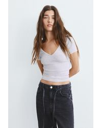 Pull&Bear - V-Neck T-Shirt - Lyst